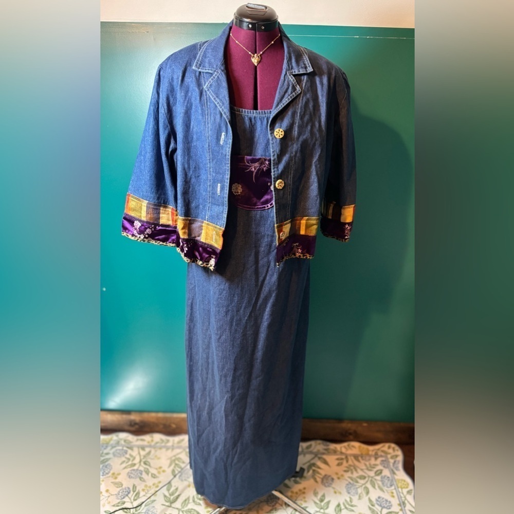 Nina Piccalino Classic Blue Denim Jean Dress With Jacket